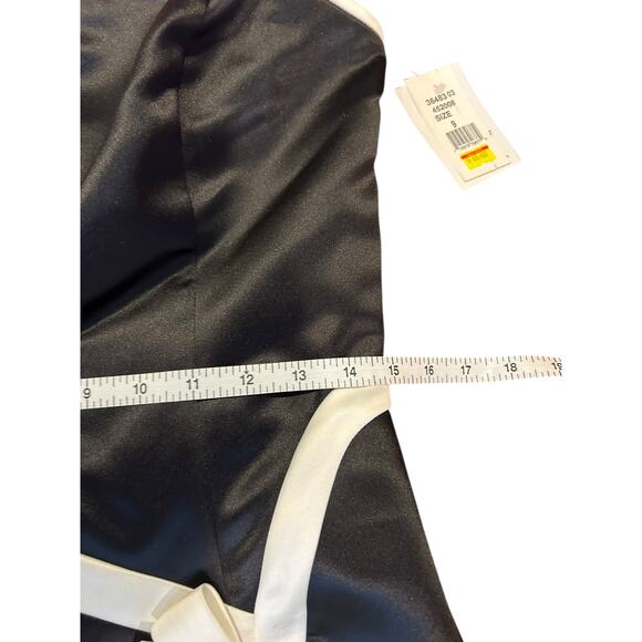 Vintage 80s NWT Jessica McClintock Gunne Sax Gown Midi Dress Black Satin Bow 9 - Picture 4 of 13
